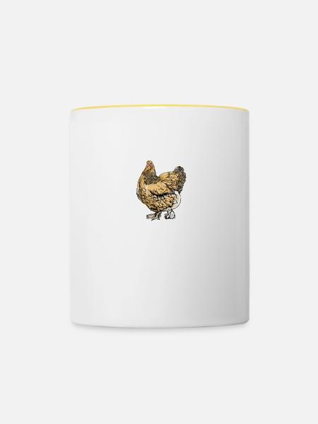 Brahma Hühner I Chicken Geflügel Motiv für - Tasse zweifarbig - Weiß/Gelb