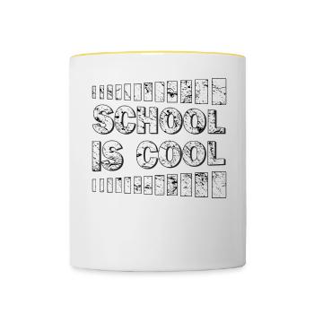 SCHOOL IS COOL - Contrasting Mug - white/yellow - Front