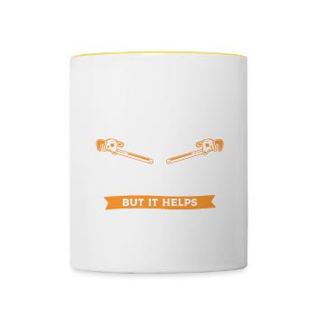 Sie müssen nicht verrückt sein, um ein Klempner zu sein, aber es - Tasse zweifarbig - Weiß/Gelb - Vorne