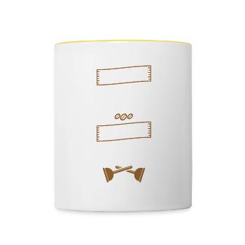 Moitié café moitié plombier plombier plombiers - Mug contrasté - blanc/jaune - Devant