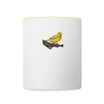 Kanarienvogel I Kanarie Girlitze Nymphen für Vogel - Tasse zweifarbig - Weiß/Gelb - Vorne