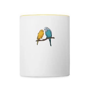 Kanarienvogel I Kanarie Girlitze Nymphen für Vogel - Tasse zweifarbig - Weiß/Gelb - Vorne