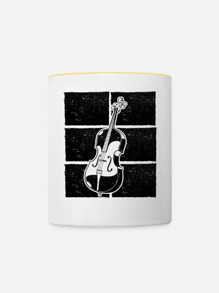 Cello Cellospieler Cellist - Tasse zweifarbig - Weiß/Gelb