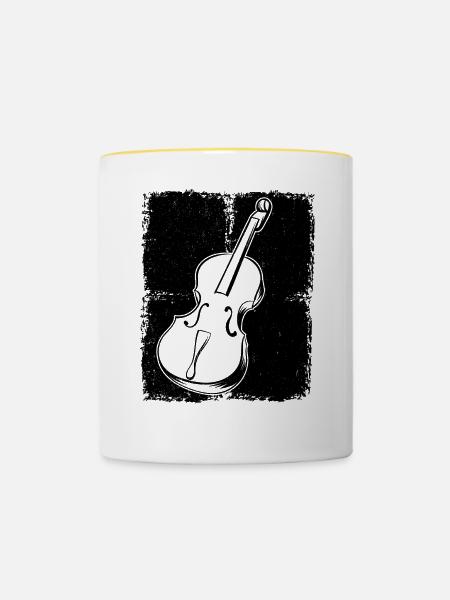 Cello Cellospieler Cellist - Tasse zweifarbig - Weiß/Gelb