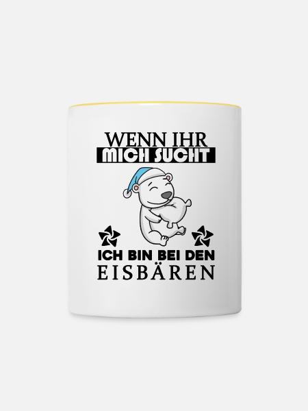 Eisbär Polarbär Bär - Tasse zweifarbig - Weiß/Gelb