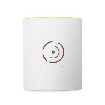 Der Wurf War Perfekt Das Dartboard Hing Verkehrt - Tasse zweifarbig - Weiß/Gelb - Vorne