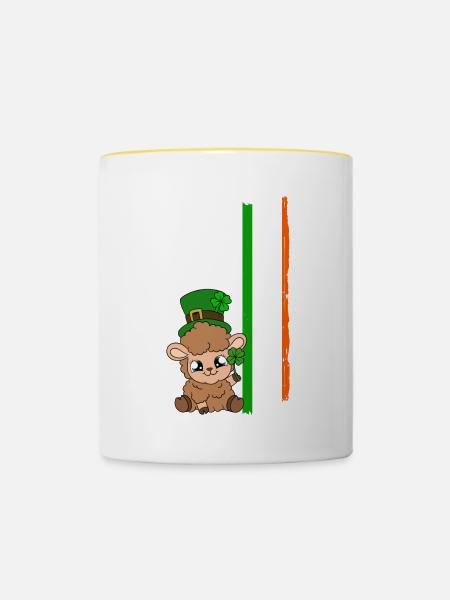 Sheep Shamrocks Saint Patrick's Day - Tasse zweifarbig - Weiß/Gelb