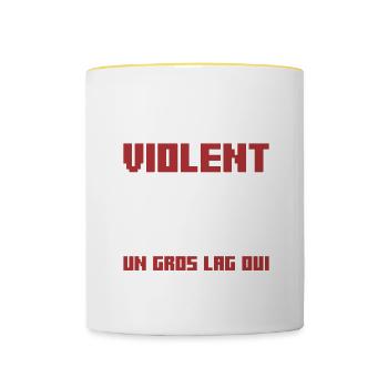 Les Deux Video Ne Rendent Pas Violent Un Gros Lag - Mug contrasté - blanc/jaune - Devant