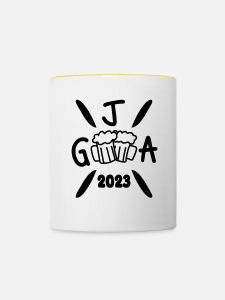2023 Junggesellenabschied Crew Feier - Tasse zweifarbig - Weiß/Gelb