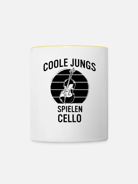 Cello Cellospieler Cellist - Tasse zweifarbig - Weiß/Gelb