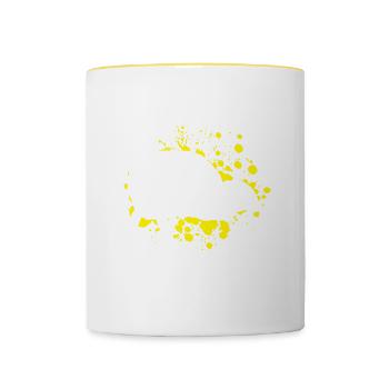Was ist besser als ein Kiwi? Zwei Kiwis - Tasse zweifarbig - Weiß/Gelb - Vorne