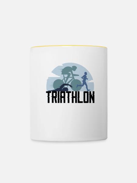 Triathlon Laufen - Tasse zweifarbig - Weiß/Gelb