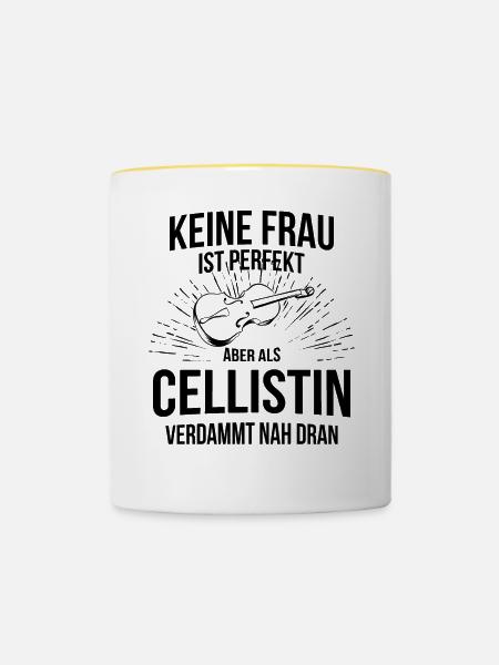 Cello Cellospieler Cellist - Tasse zweifarbig - Weiß/Gelb