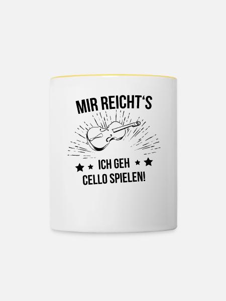 Cello Cellospieler Cellist - Tasse zweifarbig - Weiß/Gelb