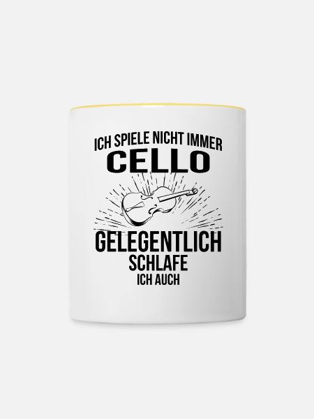 Cello Cellospieler Cellist - Tasse zweifarbig - Weiß/Gelb