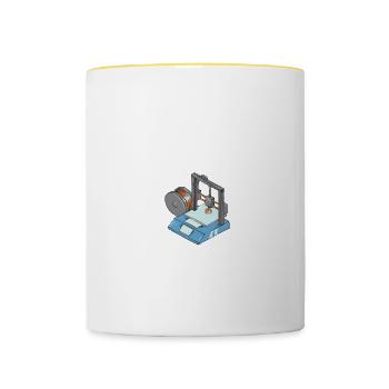 3D Druck Printing CAD PLA Filament 3d drucken - Tasse zweifarbig - Weiß/Gelb - Vorne