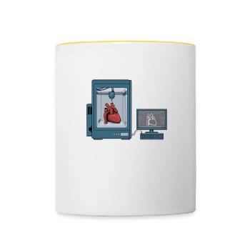 3D Druck Printing CAD PLA Filament 3d drucken - Tasse zweifarbig - Weiß/Gelb - Vorne