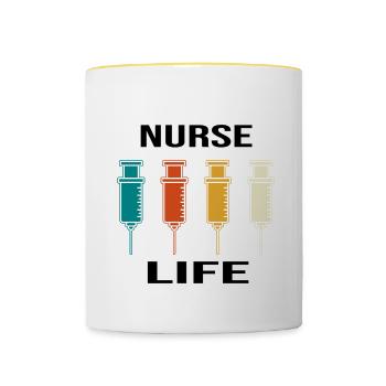 Living That Nurse Life - Tasse zweifarbig - Weiß/Gelb - Vorne