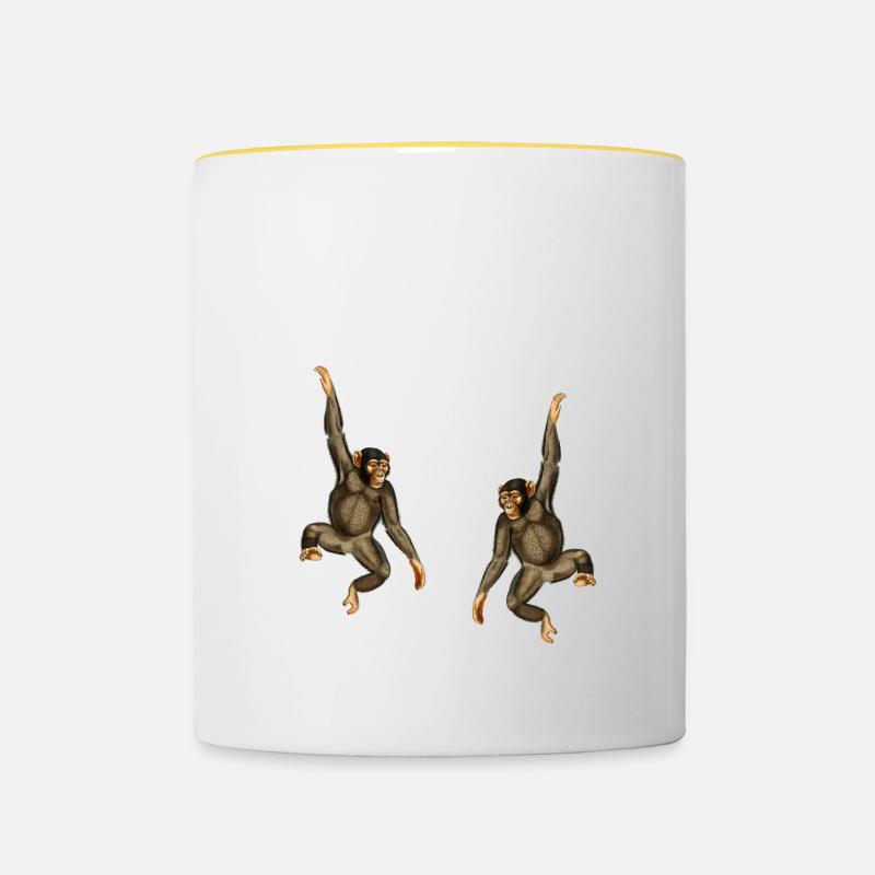 Was ist besser als ein Affe? Zwei Affen - Tasse zweifarbig - Weiß/Gelb