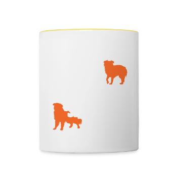 Was ist besser als ein Australian Shepherd? Zwei - Tasse zweifarbig - Weiß/Gelb - Vorne