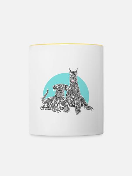 Was ist besser als ein Schnauzer? Zwei Schnauzer - Tasse zweifarbig - Weiß/Gelb
