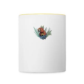 Ara Papagei I Südamerika Exotischer Vogel für - Tasse zweifarbig - Weiß/Gelb - Vorne