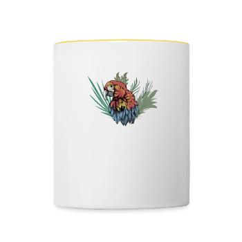 Ara Papagei I Südamerika Exotischer Vogel für - Tasse zweifarbig - Weiß/Gelb - Vorne