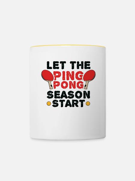 Tischtennis Saison - Tasse zweifarbig - Weiß/Gelb