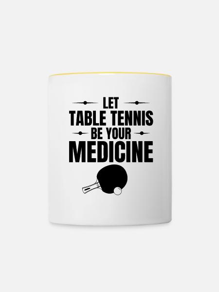 Tischtennis Medizin - Tasse zweifarbig - Weiß/Gelb