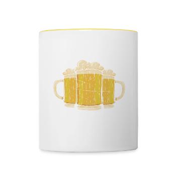 Der Tut Nix Der Will Nur Laufen Und Saufen - Tasse zweifarbig - Weiß/Gelb - Vorne