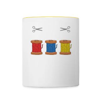 Tout est amusant et ludique jusqu’à ce que les fils s’épuisent - Mug contrasté - blanc/jaune - Devant