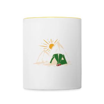 An Awesome Camping Lady But Here I Am Rocking It - Tasse zweifarbig - Weiß/Gelb - Vorne