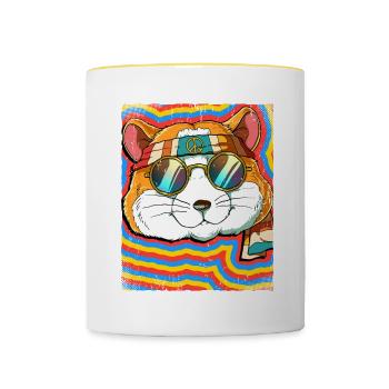 Hippie Hamster Psychedelic Trippy - Contrasting Mug - white/yellow - Front