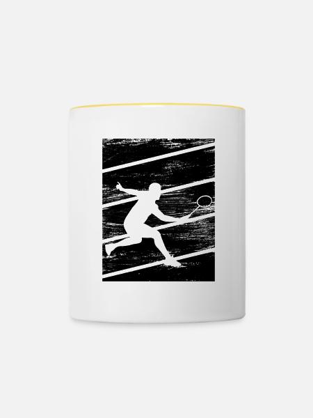 Badminton Spieler - Tasse zweifarbig - Weiß/Gelb