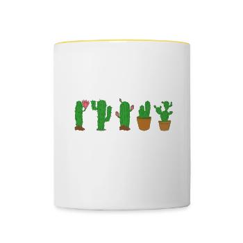 Des gens géniaux se serrent les coudes cactus - Mug contrasté - blanc/jaune - Devant