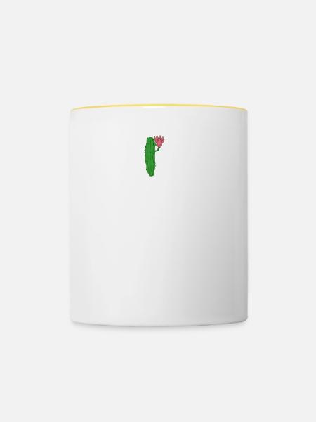 Cactus Pricks Before Chics - Tasse zweifarbig - Weiß/Gelb