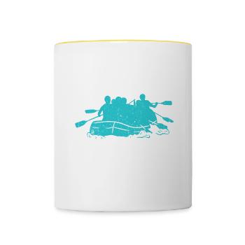 Father And Son River Rafting Partners For Life - Contrasting Mug - white/yellow - Front
