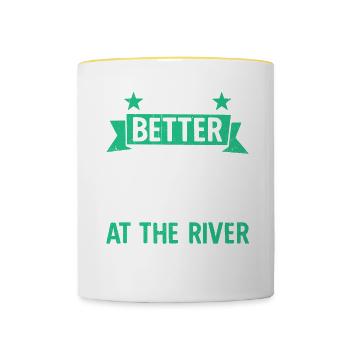 River Rafting Life Is Better At The Rivier - Contrasting Mug - white/yellow - Front