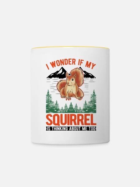 Eichhörnchen Geschenk Grauhörnchen Squirrel - Tasse zweifarbig - Weiß/Gelb