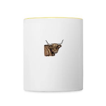 Galloway Rind I Schottland Rinderzucht Geschenk - Tasse zweifarbig - Weiß/Gelb - Vorne