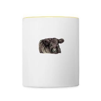 Galloway Rind I Schottland Rinderzucht Geschenk - Tasse zweifarbig - Weiß/Gelb - Vorne