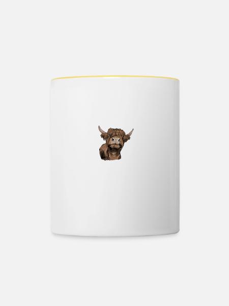 Galloway Rind I Schottland Rinderzucht Geschenk - Tasse zweifarbig - Weiß/Gelb