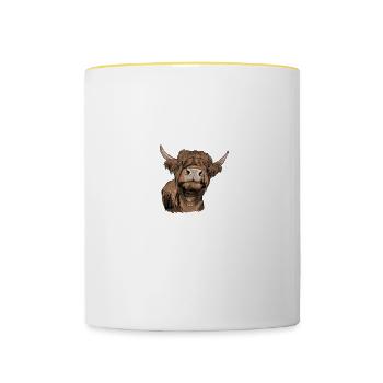 Galloway Rind I Schottland Rinderzucht Geschenk - Tasse zweifarbig - Weiß/Gelb - Vorne