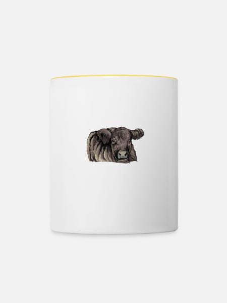 Galloway Rind I Schottland Rinderzucht Geschenk - Tasse zweifarbig - Weiß/Gelb