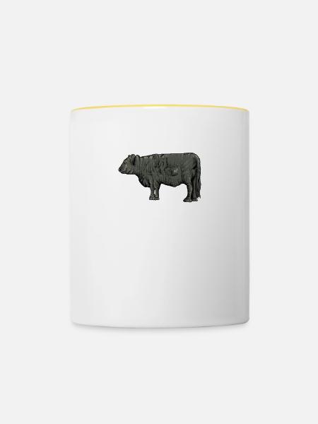 Galloway Rind I Schottland Rinderzucht Geschenk - Tasse zweifarbig - Weiß/Gelb