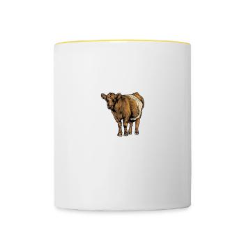 Galloway Rind I Schottland Rinderzucht Geschenk - Tasse zweifarbig - Weiß/Gelb - Vorne