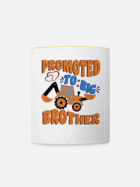 Zum großen Bruder befördert - Tasse zweifarbig - Weiß/Gelb