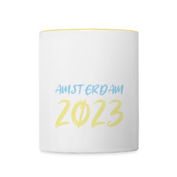 Amsterdam 2023 (Garantie du prix le plus bas) - Mug contrasté - blanc/jaune - Devant