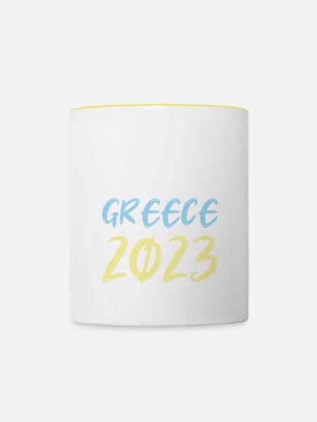 Greece 2023 - Tasse zweifarbig - Weiß/Gelb