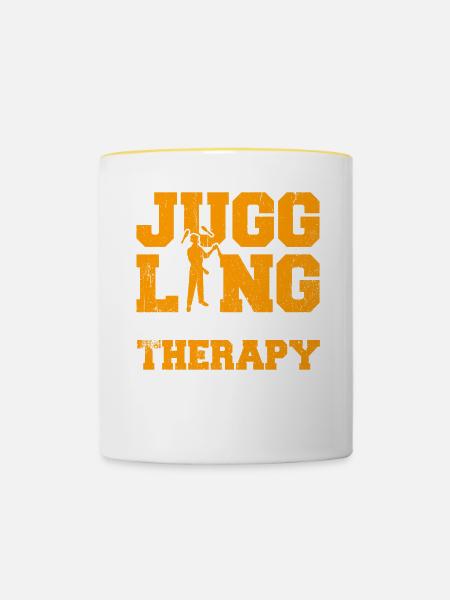 Juggling Better Than Therapy - Tasse zweifarbig - Weiß/Gelb